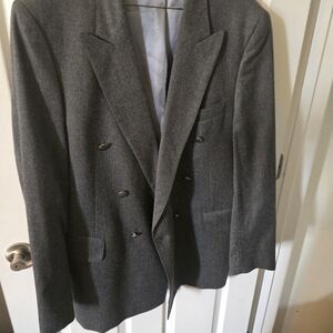 100% Wool Double-Breasted Gray Blazer (Mens 43R or Womens L/XL oversized)